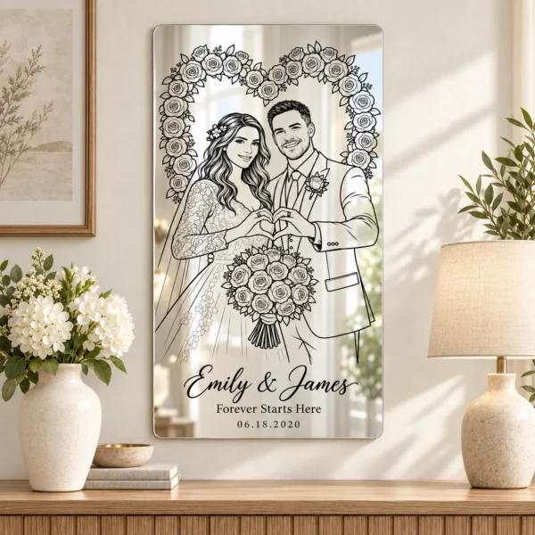 01-emily-james-mirror-main-square Emily & James Custom Wedding Line Art Mirror – Personalized Names & Date