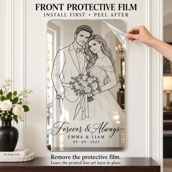 05-emma-liam-protective-film Forever & Always Custom Wedding Line Art Mirror – Emma & Liam