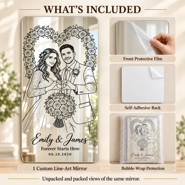 06-whats-included-square Emily & James Custom Wedding Line Art Mirror – Personalized Names & Date