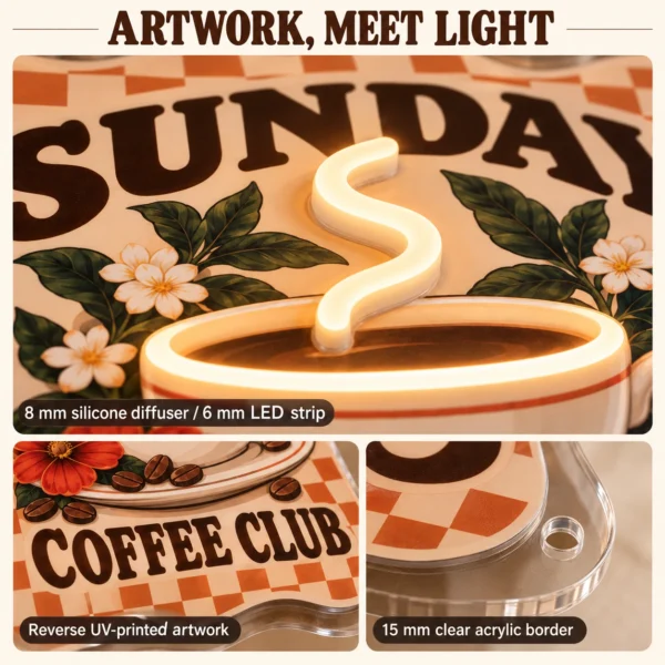 10 sunday coffee club 03 construction details Sunday Coffee Club — silicone, LED and acrylic construction details
