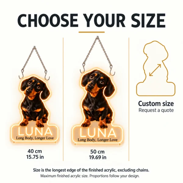Luna Outline Custom Dachshund LED Neon Sign – Personalized Pet Photo Wall Art