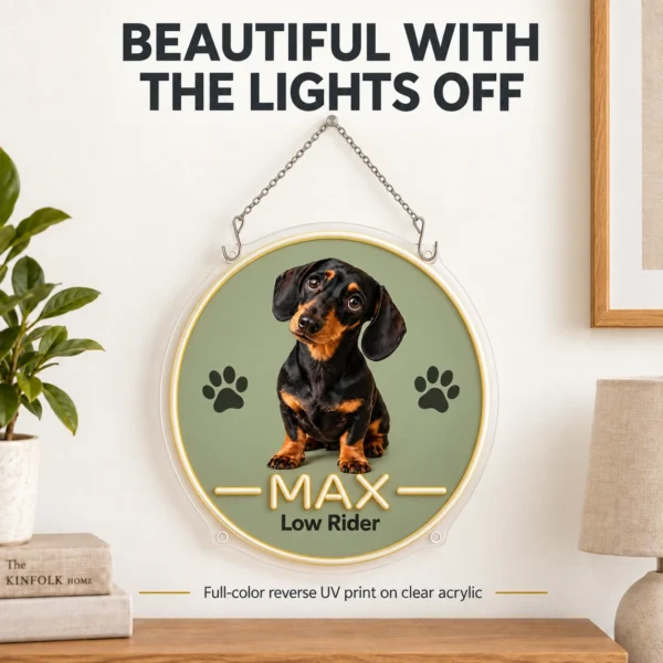 dachshund-03-max-badge-03-daylight-v5 Max Round Badge Custom Dachshund LED Neon Sign – Personalized Pet Photo Wall Art