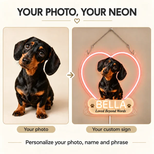 dachshund-04-bella-heart-02-photo-to-sign-v5 Bella Heart Custom Dachshund LED Neon Sign – Personalized Pet Photo Wall Art