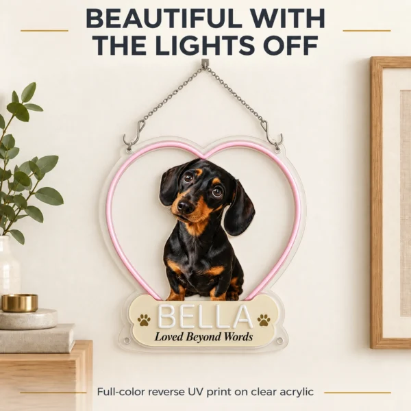 dachshund-04-bella-heart-03-daylight-v5 Bella Heart Custom Dachshund LED Neon Sign – Personalized Pet Photo Wall Art