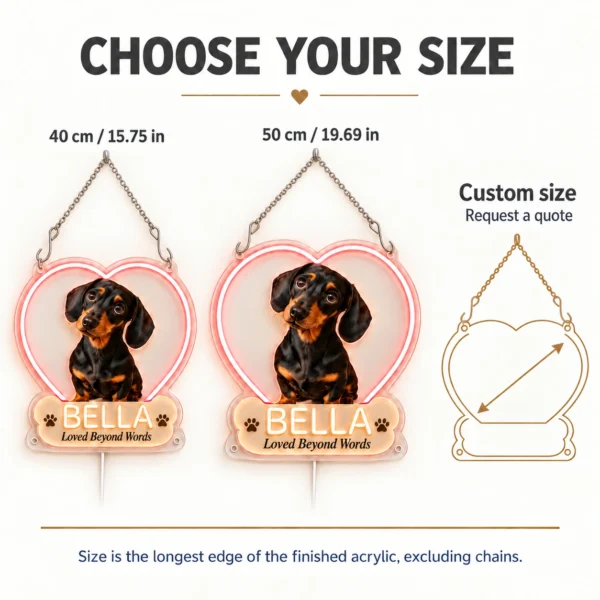 dachshund-04-bella-heart-07-size-options-v5 Bella Heart Custom Dachshund LED Neon Sign – Personalized Pet Photo Wall Art
