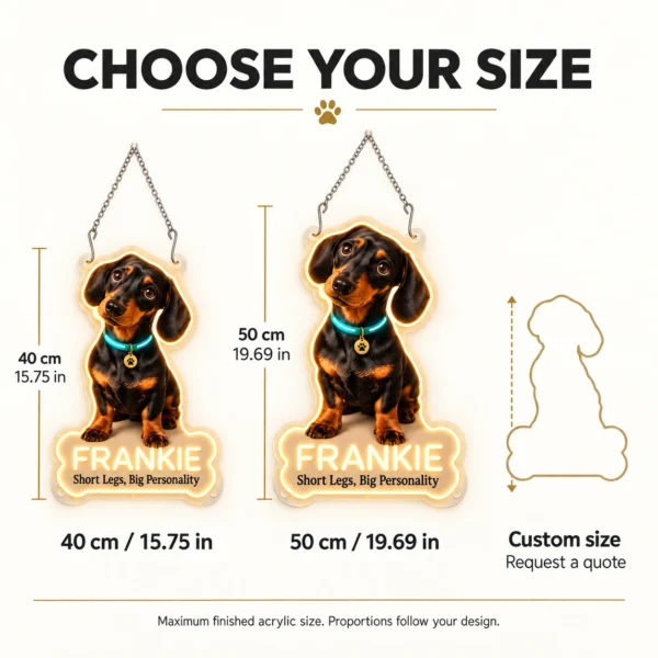 Frankie Glowing Collar Custom Dachshund LED Neon Sign – Personalized Pet Photo Wall Art