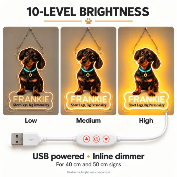 Frankie Glowing Collar Custom Dachshund LED Neon Sign – Personalized Pet Photo Wall Art