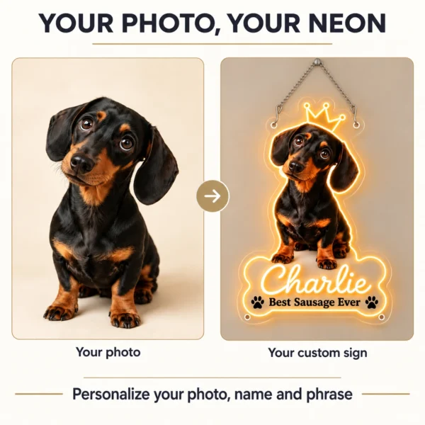 dachshund-06-charlie-crown-02-photo-to-sign-v5 Charlie Crown Custom Dachshund LED Neon Sign – Personalized Pet Photo Wall Art