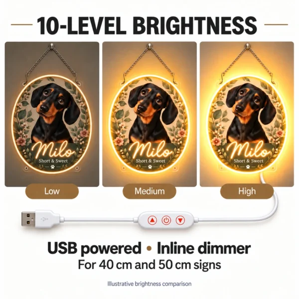 dachshund-07-milo-garden-08-brightness-v5 Milo Botanical Custom Dachshund LED Neon Sign – Personalized Pet Photo Wall Art