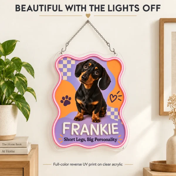 Frankie Pop Art Custom Dachshund LED Neon Sign – Personalized Pet Photo Wall Art