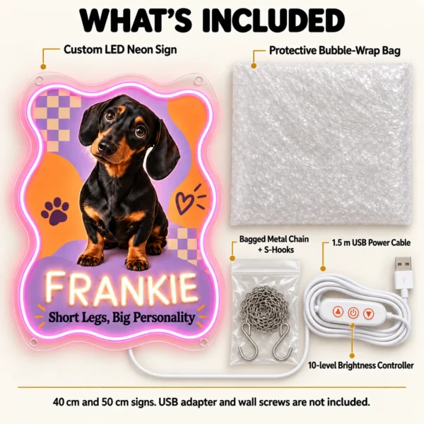 Frankie Pop Art Custom Dachshund LED Neon Sign – Personalized Pet Photo Wall Art