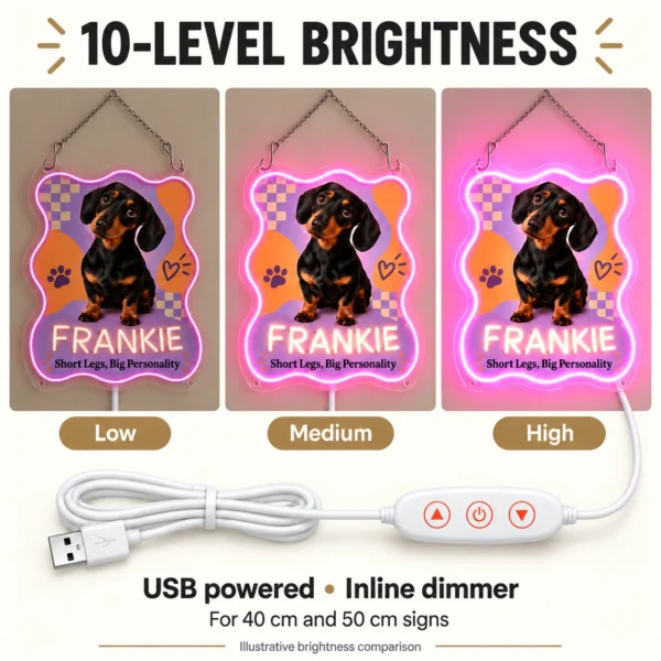 Frankie Pop Art Custom Dachshund LED Neon Sign – Personalized Pet Photo Wall Art