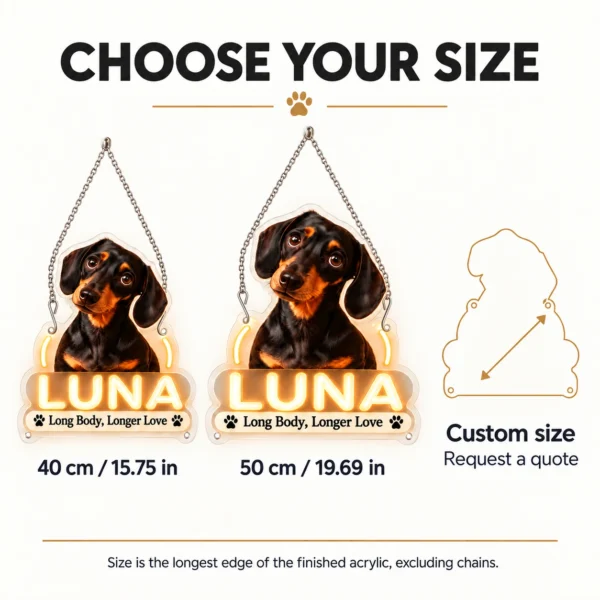 Luna Name Spotlight Custom Dachshund LED Neon Sign – Personalized Pet Photo Wall Art