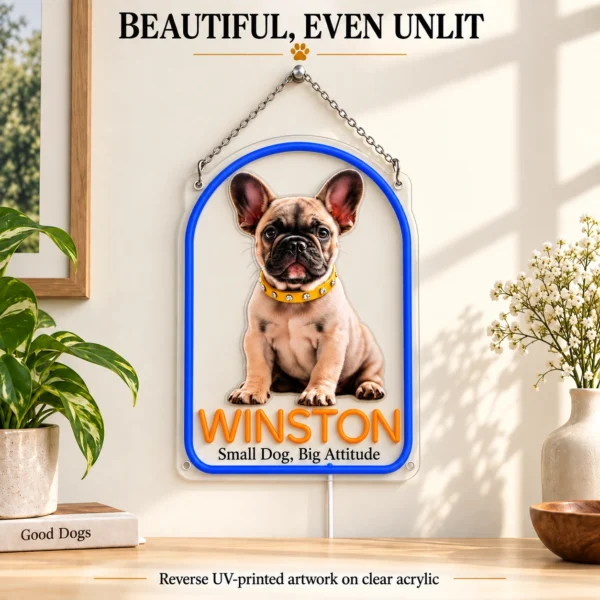 Winston Arch Custom French Bulldog LED Neon Sign – Personalized Pet Photo Wall Art