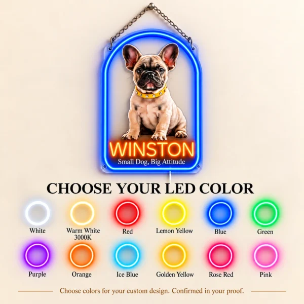 Winston Arch Custom French Bulldog LED Neon Sign – Personalized Pet Photo Wall Art