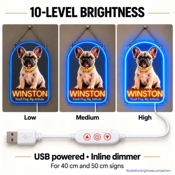 Winston Arch Custom French Bulldog LED Neon Sign – Personalized Pet Photo Wall Art