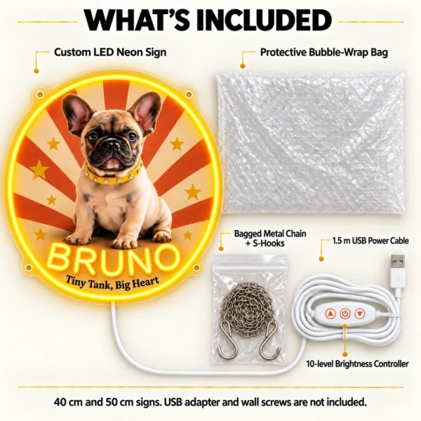 french-03-bruno-badge-05-included-color-v2 Bruno Retro Badge Custom French Bulldog LED Neon Sign – Personalized Pet Photo Wall Art