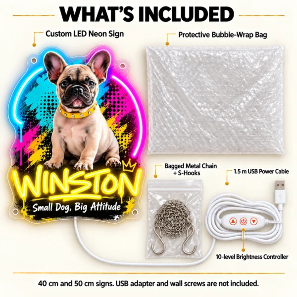 Winston Graffiti Custom French Bulldog LED Neon Sign – Personalized Pet Photo Wall Art