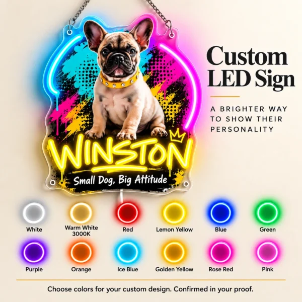 Winston Graffiti Custom French Bulldog LED Neon Sign – Personalized Pet Photo Wall Art