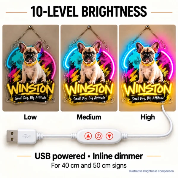 Winston Graffiti Custom French Bulldog LED Neon Sign – Personalized Pet Photo Wall Art