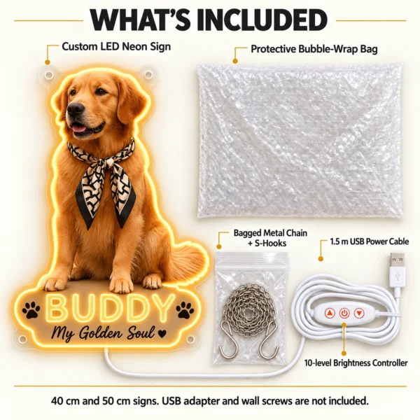 golden-01-buddy-outline-05-included-20260923 Buddy Outline Custom Golden Retriever LED Neon Sign – Personalized Pet Photo Wall Art