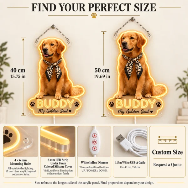 golden-01-buddy-outline-07-size-options-20260923 Buddy Outline Custom Golden Retriever LED Neon Sign – Personalized Pet Photo Wall Art