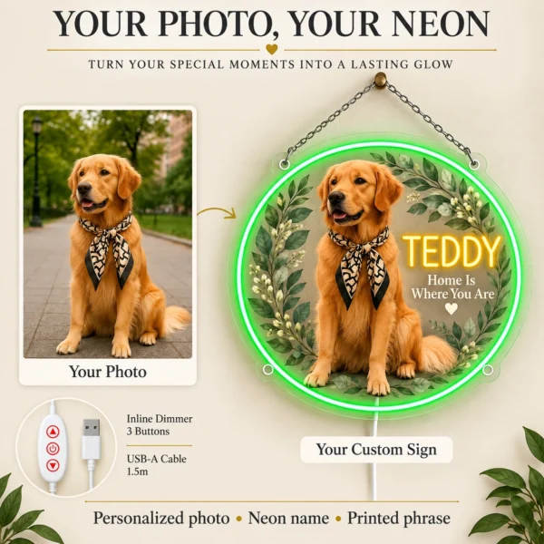 golden-03-teddy-botanical-02-photo-to-sign-20260923 Teddy Botanical Custom Golden Retriever LED Neon Sign – Personalized Pet Photo Wall Art