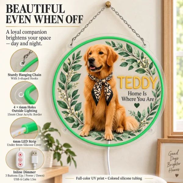 golden-03-teddy-botanical-03-daylight-20260923 Teddy Botanical Custom Golden Retriever LED Neon Sign – Personalized Pet Photo Wall Art