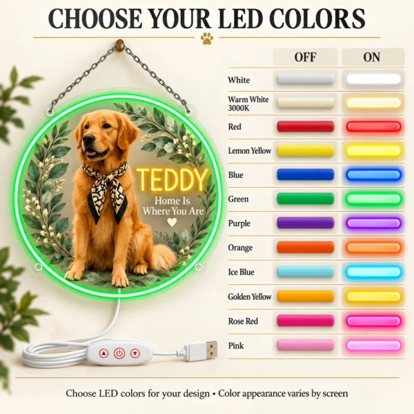 golden-03-teddy-botanical-06-color-options-20260923 Teddy Botanical Custom Golden Retriever LED Neon Sign – Personalized Pet Photo Wall Art