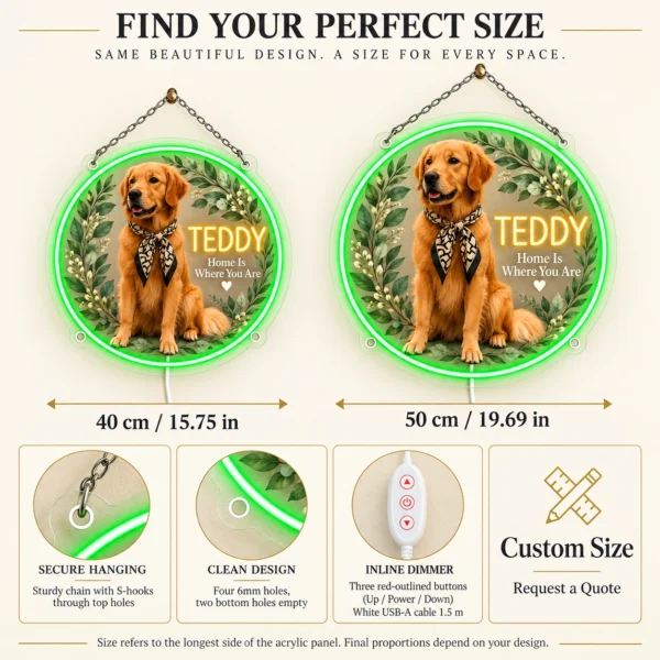 golden-03-teddy-botanical-07-size-options-20260923 Teddy Botanical Custom Golden Retriever LED Neon Sign – Personalized Pet Photo Wall Art