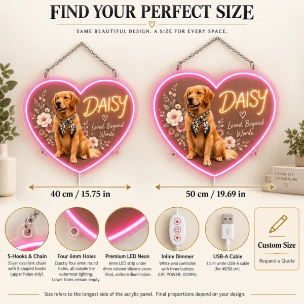golden-04-daisy-heart-07-size-options-20260923 Daisy Floral Heart Custom Golden Retriever LED Neon Sign – Personalized Pet Photo Wall Art