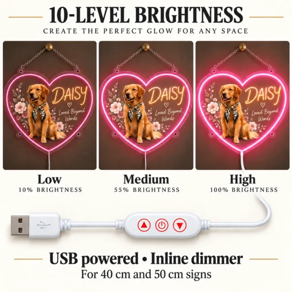 golden-04-daisy-heart-08-brightness-20260923 Daisy Floral Heart Custom Golden Retriever LED Neon Sign – Personalized Pet Photo Wall Art