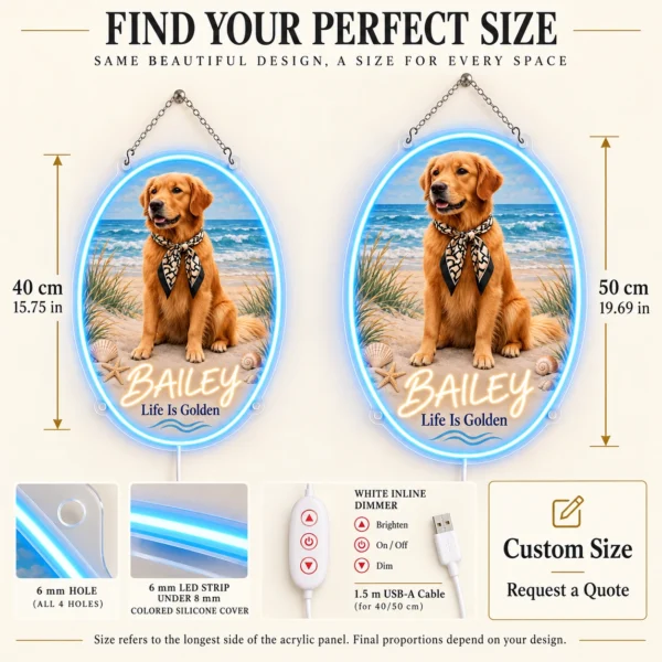 golden-05-bailey-coastal-07-size-options-20260923 Bailey Coastal Custom Golden Retriever LED Neon Sign – Personalized Pet Photo Wall Art