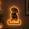 Luna Outline Custom Dachshund LED Neon Sign – Personalized Pet Photo Wall Art with raised silicone LED accents and colored glow