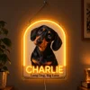 Charlie Arch Custom Dachshund LED Neon Sign – Personalized Pet Photo Wall Art — dark illuminated main image Charlie Arch Custom Dachshund LED Neon Sign – Personalized Pet Photo Wall Art with raised silicone LED accents and colored glow