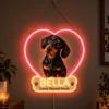 Bella Heart Custom Dachshund LED Neon Sign – Personalized Pet Photo Wall Art — dark illuminated main image Bella Heart Custom Dachshund LED Neon Sign – Personalized Pet Photo Wall Art with raised silicone LED accents and colored glow