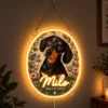Milo Botanical Custom Dachshund LED Neon Sign – Personalized Pet Photo Wall Art — dark illuminated main image Milo Botanical Custom Dachshund LED Neon Sign – Personalized Pet Photo Wall Art with raised silicone LED accents and colored glow