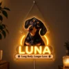 Luna Name Spotlight Custom Dachshund LED Neon Sign – Personalized Pet Photo Wall Art with raised silicone LED accents and colored glow