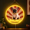 Bruno Retro Badge Custom French Bulldog LED Neon Sign – Personalized Pet Photo Wall Art — dark illuminated main image Bruno Retro Badge Custom French Bulldog LED Neon Sign – Personalized Pet Photo Wall Art with raised silicone LED accents and colored glow