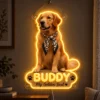 Buddy Outline Custom Golden Retriever LED Neon Sign – Personalized Pet Photo Wall Art — dark illuminated main image Buddy Outline Custom Golden Retriever LED Neon Sign – Personalized Pet Photo Wall Art with raised silicone LED accents and colored glow