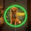 Teddy Botanical Custom Golden Retriever LED Neon Sign – Personalized Pet Photo Wall Art — dark illuminated main image Teddy Botanical Custom Golden Retriever LED Neon Sign – Personalized Pet Photo Wall Art with raised silicone LED accents and colored glow