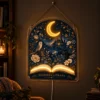 Midnight Library — Custom Neon Wall Art — dark illuminated main image Midnight Library — Custom Neon Wall Art with raised silicone LED accents and colored glow