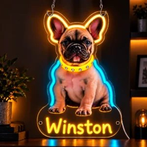 Custom Photo LED Neon Sign – Personalized Acrylic Wall Art — dark illuminated main image Custom Photo LED Neon Sign – Personalized Acrylic Wall Art with raised silicone LED accents and colored glow