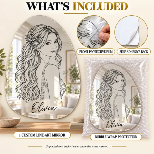 olivia-06-included Olivia Custom Portrait Mirror – Personalized Organic Shape & Name