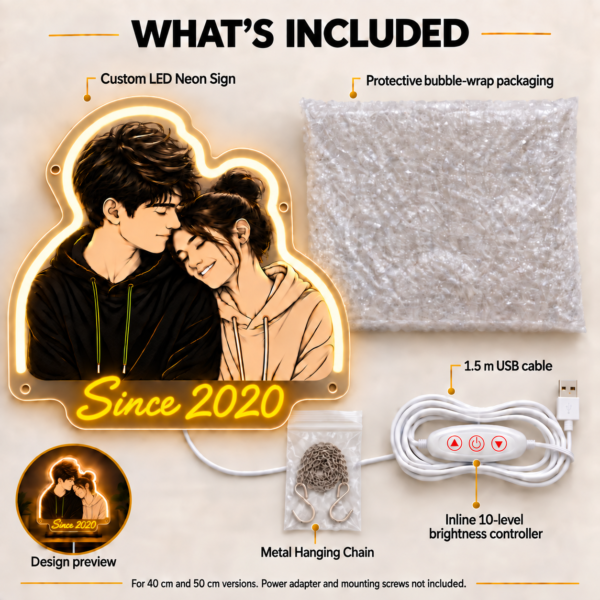 p1040-05-solid-colors-v4 Since 2020 Custom Couple LED Neon Sign – Personalized Photo & Anniversary Date