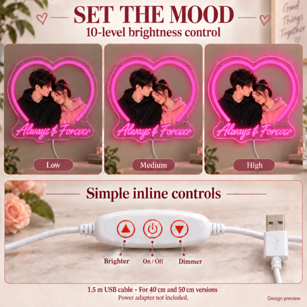 p1041-08-solid-colors-v4 Always & Forever Custom Couple Photo LED Neon Sign – Personalized Heart Wall Art