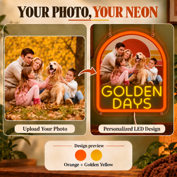 p1108-02-solid-colors-v4 Golden Days Custom Family Photo LED Neon Sign – Personalized Retro Arch Wall Art
