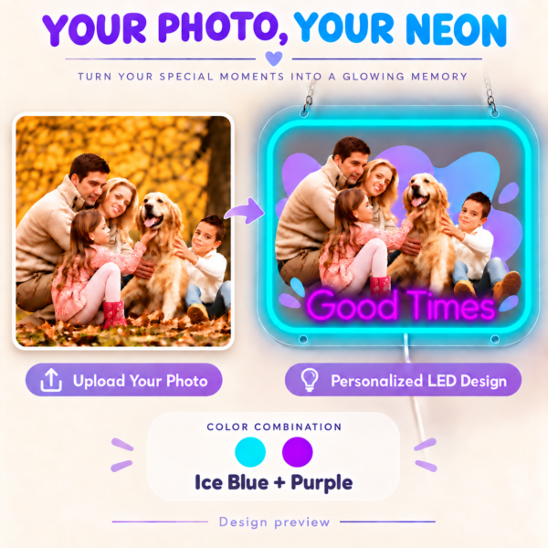 p1110-02-solid-colors-v5 Good Times Custom Family Photo LED Neon Sign – Personalized Blue & Purple Wall Art