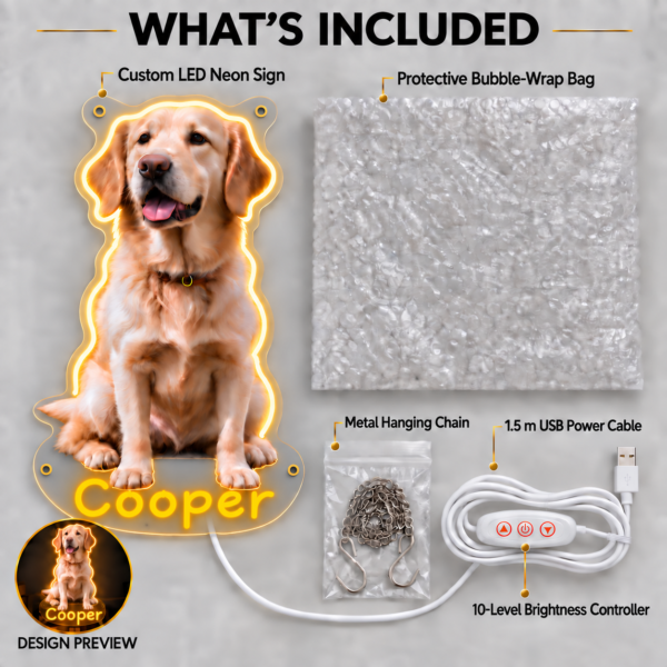 Custom Labrador LED Neon Sign – Personalized Pet Photo Wall Art