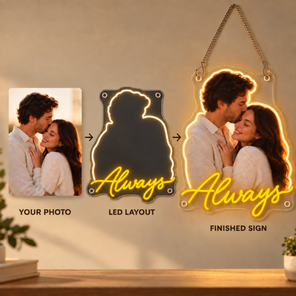 Custom Couple Photo LED Neon Sign – Personalized Romantic Wall Art